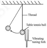 Image result for Vibrating tuning fork touching the suspended table tennis ball